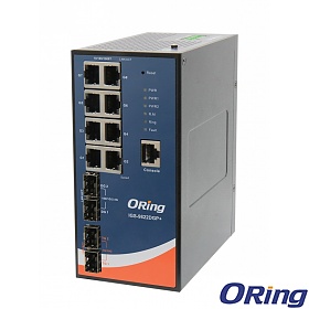 ORing IGS-9822DGP+, Switch zarzdzalny, przemysowy, 8x 10/1000 RJ-45 + 2x100/2,5G SFP + 2x1G/10G SFP, O/Open-Ring <30ms