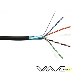 Kabel skrtka FTP (F/UTP), kat6, wewntrzny, czarny, LSOH/LSZH, 4x2x26 AWG, 305m, linka