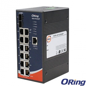 IGS-9122GP, Switch przemysowy zarzdzalny, DIN, 12x 10/1000 RJ-45 + 2x100/1000 SFP z DDM, O/Open-Ring <30ms