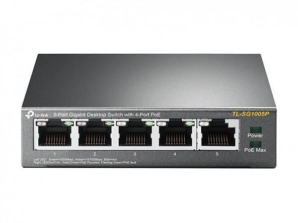 TP-Link TL-SG1005P, Switch niezarzdzalny, 5x 10/100/1000 RJ-45, PoE