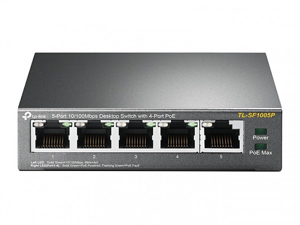 Switch niezarzdzalny, 5x 10/100 RJ-45, PoE, desktop (TP-Link TL-SF1005P) 