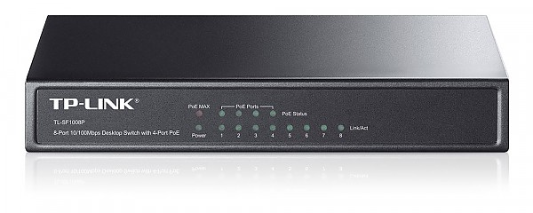 Switch niezarzdzalny, 8x 10/100 RJ-45, PoE, desktop (TP-Link TL-SF1008P) 