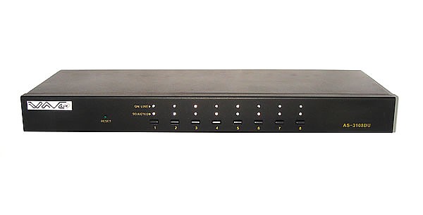 Przecznik KVM, 8 do 1, konsola PS/2 lub USB, porty PC PS/2 i USB, 19" rack (Wave KVM)