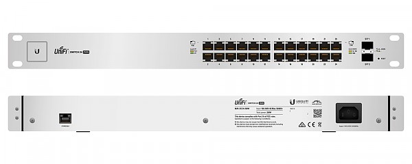 Switch zarzdzalny, 24x 10/1000 RJ-45, 2x slot SFP, PoE+, 19" (Ubiquiti UniFi US-24-250W) 