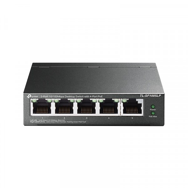 TP-Link TL-SF1005LP, Switch niezarzdzalny, 5x 10/100 RJ-45, PoE, desktop