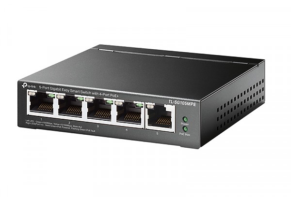 Switch inteligentny, 5x 10/100/1000 RJ-45, PoE+, desktop (TP-Link TL-SG105MPE) 
