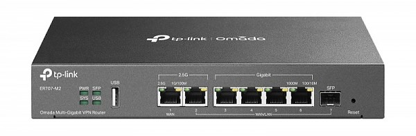 Gigabitowy router VPN Omada, 2x 2.5G, 4x 10/100/1000 RJ-45, 1x slot SFP, desktop (TP-Link ER707-M2) 