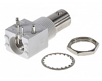 Złącze żeńskie BNC do obudowy, lutowane, izolowane, kątowe