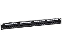 Patch panel 24-portowy, UTP, kat. 6, 1U, 19", złącza typu dual block, uchwyty na kabel