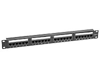 Patch panel 24-portowy, UTP, kat. 6, 1U, 19", złącza typu dual block (zgodny z IDC 110 i złączami typu Krone)