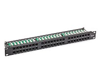 Patch panel 48-portowy, UTP, kat. 6, 1U, 19", złącza typu Krone