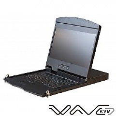 Konsola KVM LCD Full HD, Wave KVM, 17", 8-portowy KVM HDMI, 1U, pojedyncza szyna