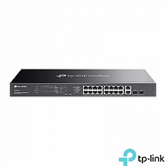 Switch zarządzalny, 18x 10/100/1000 RJ-45, 2x slot SFP, PoE+, 19" (TP-Link ES220GMP)