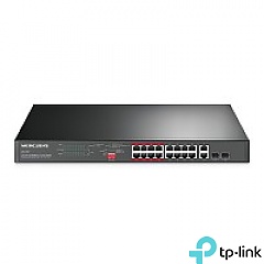 Switch niezarządzalny, 16x 10/100 RJ-45, 2x Combo Gigabit, PoE, 19" (TP-Link Mercusys MS118CP)
