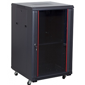 Szafa rack 18U, 19", 600mm gł., drzwi szklane, czarna