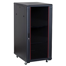 Szafa rack 25U, 19", 800mm gł., drzwi szklane, czarna