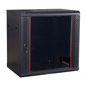 Szafa rack 12U, wisząca, 19", 600mm gł., drzwi szklane, czarna