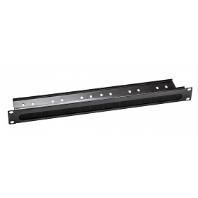 Przepust kablowy szczotkowy rack 1U z półką na kable, czarny