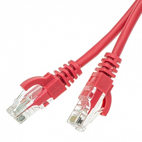 Patchcord UTP, kat.5e, 0,25m, czerwony