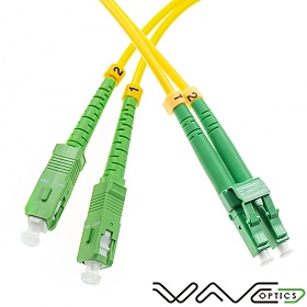 Patchcord wiatowodowy jednomodowy SC/APC-LC/APC, 9/125, dupleks, wkno G652D 3.0mm, dugo 15m