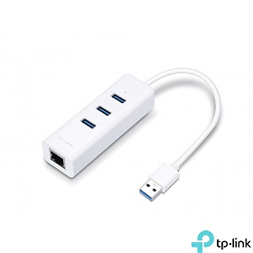 TP-Link UE330, Karta sieciowa 1Gb + USB 3.0 HUB, 3 porty