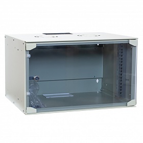 Szafa rack 6U, 19", wisząca, 400mm gł., drzwi szklane