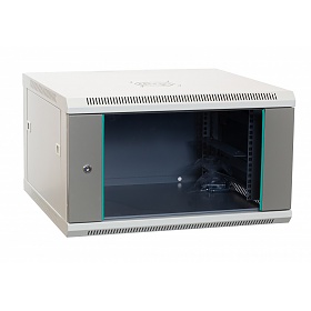 Szafa rack 6U, 19", wisząca, 600mm gł., drzwi szklane