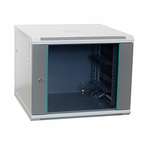 Szafa rack 9U, 19", wisząca, 600mm gł., drzwi szklane