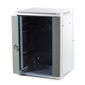 Szafa rack 15U, 19", wisząca, 540mm gł., drzwi szklane, dwusekcyjna