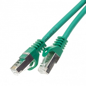 Patchcord S/FTP-K6A (PiMF); 5,0 m; zielony