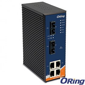 IES-2042FX-SS-SC, Switch przemysłowy inteligentny, DIN, 4x 10/100 RJ-45 + 2x 100 SM SC, O-Ring <10ms 