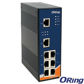 IES-1062GT, Switch przemysłowy niezarządzalny, DIN, 6x 10/100 RJ-45 + 2x 10/1000 RJ-45 