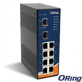 IES-3082GP, Switch przemysowy zarzdzalny, DIN, 8x 10/100 RJ-45 + 2x1000 SFP, O/Open-Ring <10ms 