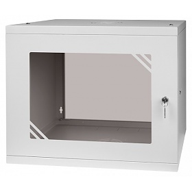 Szafa rack 9U, wisząca, 19", 450mm gł., drzwi szklane, do montażu