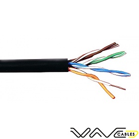 Kabel UTP, skrętka, zewnętrzna, kat5E, czarna, drut 4x2x24 AWG, 305m