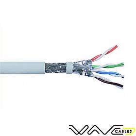 Kabel skrętka SFTP (S/FTP), kat 6A, wewnętrzny, szary, 4x2x26 AWG, 305m, linka, Wave Cables