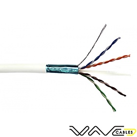 Kabel skrętka FTP (F/UTP), kat6, wewnętrzny, biały, LSOH/LSZH, 4x2x26 AWG, 305m, linka