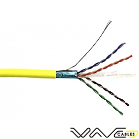Kabel skrętka FTP (F/UTP), kat6, wewnętrzny, żółty, LSOH/LSZH, 4x2x26 AWG, 305m, linka