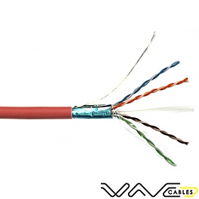 Kabel skrtka FTP (F/UTP), kat6, wewntrzny, czerwony, LSOH/LSZH, 4x2x26 AWG, 305m, linka