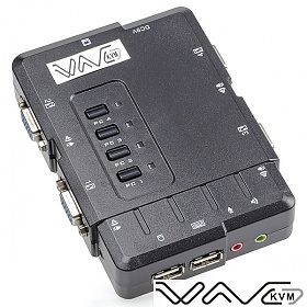 Przełącznik KVM, 4 do 1, USB, audio, Wave KVM