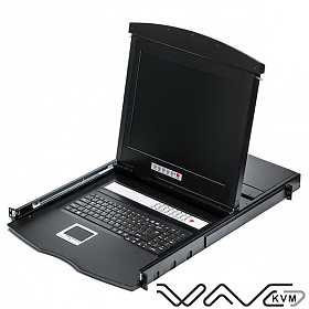 Konsola KVM, LCD 17", 8 portów KVM, 1U rack, podwójna szyna (Wave KVM)