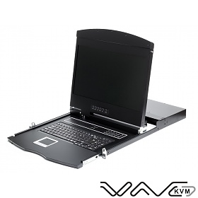 Konsola KVM, 19" LCD, 8-portowy KVM, RJ-45 kat.5, 1U rack (Wave KVM)