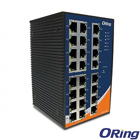 IES-3240, Switch przemysłowy zarządzalny, DIN, 24x 10/100 RJ-45, O/Open-Ring <10ms 