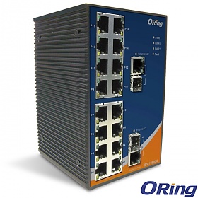 IES-1162GC, Switch przemysłowy niezarządzalny, DIN, 16x 10/100 RJ-45 + 2 sloty SFP 