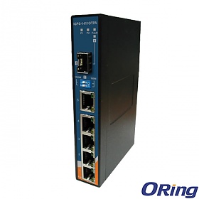 IGPS-1411GTPA, Switch przemysłowy niezarządzalny, DIN, 4x 10/1000 RJ-45 PoE + 1x 10/1000 RJ-45 + 1x 100/1000Base-X SFP, obudowa slim 