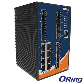 IGS-9812GP, Switch przemysłowy zarządzalny, DIN, 8x 10/1000 RJ-45 + 12x100/1000 SFP z DDM, O/Open-Ring <30ms 