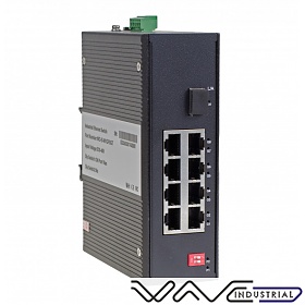 Switch przemysłowy niezarządzalny, 8x 100/1000 RJ-45 + 1x 1000 SFP (Wave Industrial WO-IS-M1GF8GT)