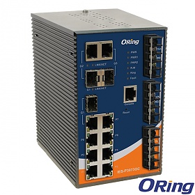 IES-P3073GC-HV, Switch przemysłowy zarządzalny, DIN, 7x 10/100 RJ-45 + 3 sloty SFP / RJ-45, O/Open-Ring <10ms