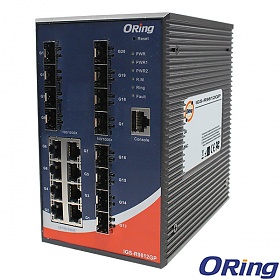 IGS-R9812GP, Switch przemysłowy zarządzalny, DIN, L3, 8x 10/1000 RJ-45 + 12x100/1000 SFP z DDM, O/Open-Ring <30ms