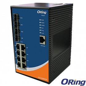 IGS-9084GP, Switch przemysłowy zarządzalny, DIN, 8x 10/1000 RJ-45 + 4x100/1000 SFP z DDM, O/Open-Ring <30ms